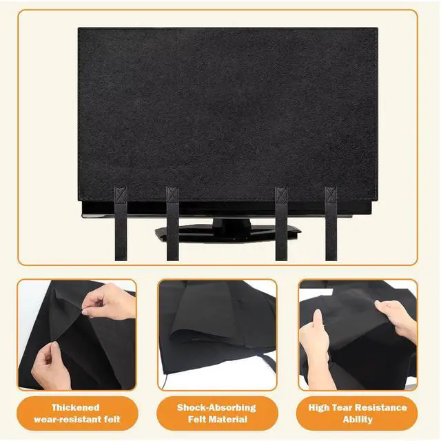 Alt view image 3 of 7 - TV moving box 75 inch,TV Cover for Moving Dust Anti-Scratch, Fits 70-75 inch TV Screen Protector with Bottom Strap, Heavy Duty Felt Material for Moving, Home Renovation, Pet Scratch Protection Black