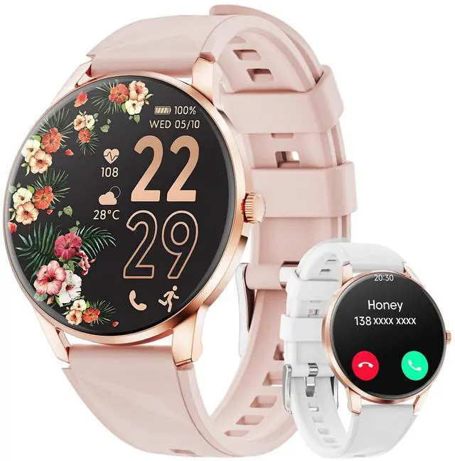 Main image of Smart Watches for Women (Android/iPhone), 1.32'' AMOLED Smart Watch with Make/Answer Call, Heart Rate, SpO2, Sleep Monitor, 110+ Sport Modes Fitness Tracker Watch, 2Bands