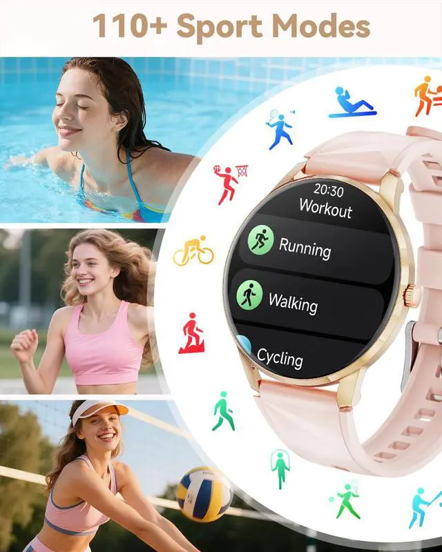Alt view image 5 of 7 - Smart Watches for Women (Android/iPhone), 1.32'' AMOLED Smart Watch with Make/Answer Call, Heart Rate, SpO2, Sleep Monitor, 110+ Sport Modes Fitness Tracker Watch, 2Bands