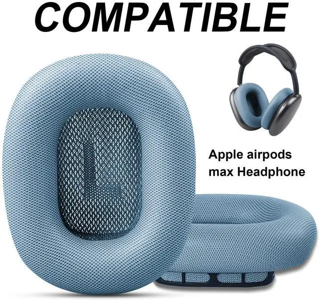 Alt view image 2 of 7 - Premium Replacement Ear Cushions for Apple AirPods Max Headphone, Protein Leather Memory Foam Earpads (Leather-Blue)