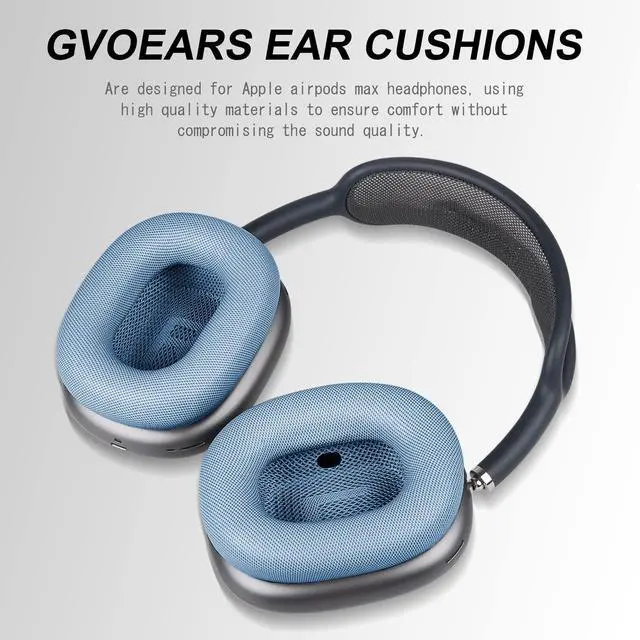 Alt view image 5 of 7 - Premium Replacement Ear Cushions for Apple AirPods Max Headphone, Protein Leather Memory Foam Earpads (Leather-Blue)