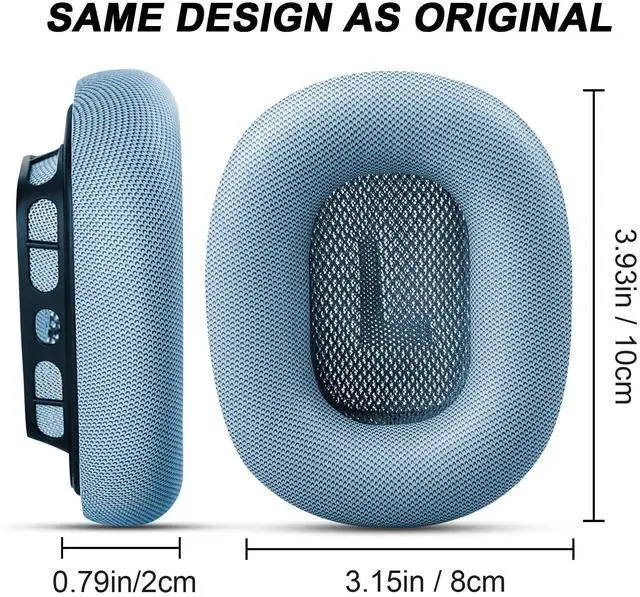 Alt view image 6 of 7 - Premium Replacement Ear Cushions for Apple AirPods Max Headphone, Protein Leather Memory Foam Earpads (Leather-Blue)