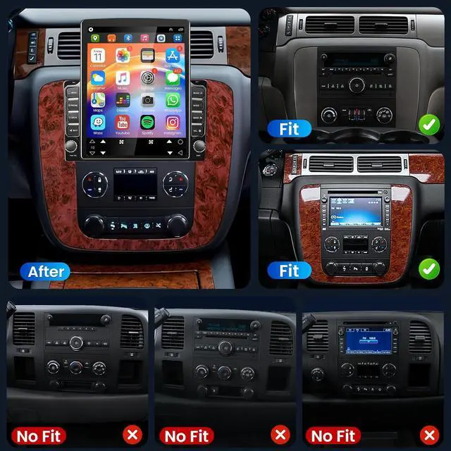 Alt view image 2 of 7 - 2+64G Car Radio for Chevy Tahoe Suburban Silverado GMC Sierra 2007-2013 | Car Stereo with Wireless Carplay Android Auto Bluetooth Touch Screen with WiFi FM GPS SWC Backup Camera
