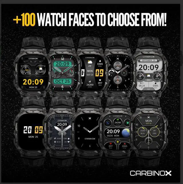 Alt view image 5 of 7 - Vortex Smart Watch with Metal Band, Charger, Tempered Glass (2 Pack), Straps Rugged Fitness Tracker IP69K Waterproof Compatible with Android and iOS Phone, 14 Days of Battery Military Durable