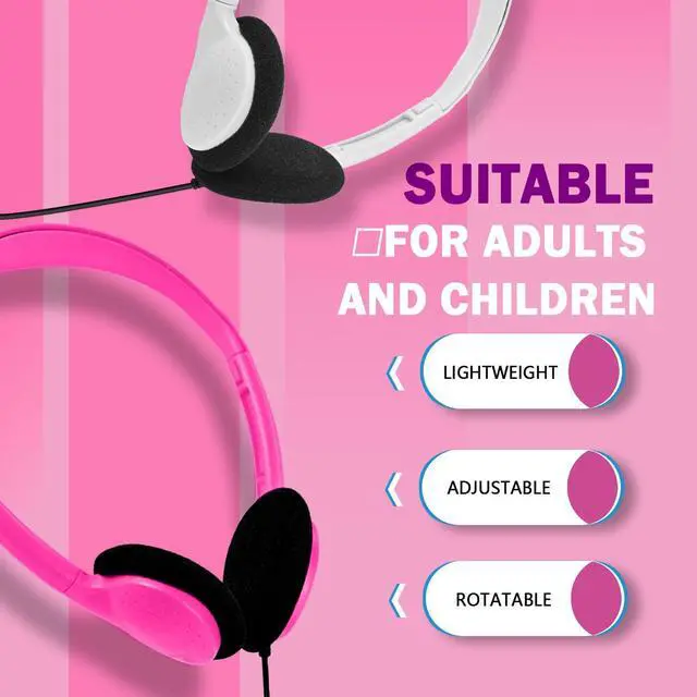 Alt view image 4 of 7 - Wired Headphones Bulk 6 Pack Multi Colors for Kids, On-Ear with 3.5mm Jack, 4ft Tangle Free Cable, Comfortable Fit, Cost Effective, Ideal for School Classroom Students