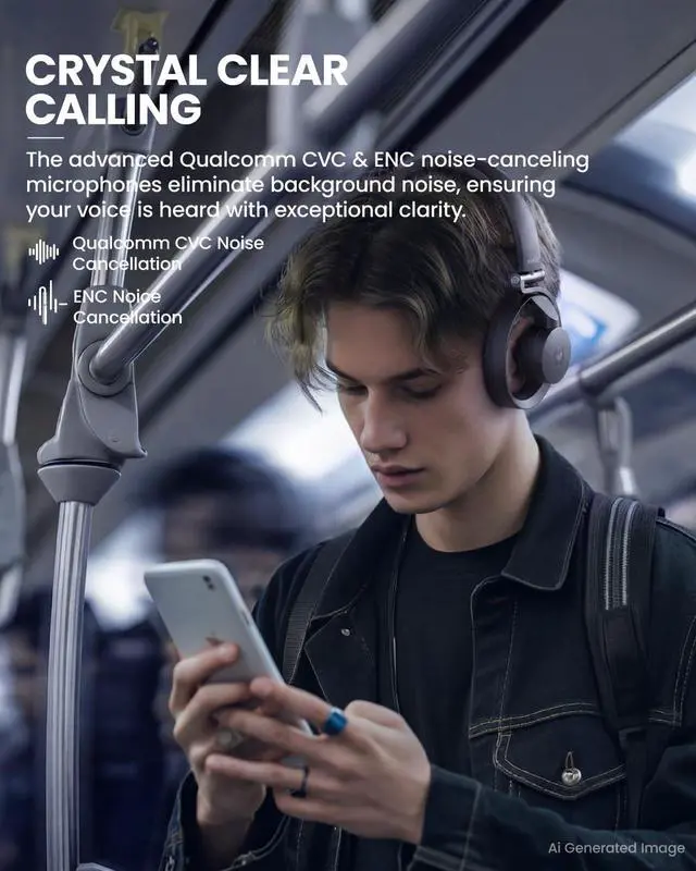Alt view image 4 of 7 - Mixer Open Ear Headphones, Wireless Headphones with Qualcomm aptX HD, Snapdragon Sound, Comfortable Breathable Open Fit, 40-Hour Playtime, Open Back Headphones with Carrying Case (Black)