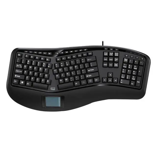 Alt view image 2 of 7 - AKB-450UB Ergonomic Keyboard with Built-in Touchpad, Wired USB | Multimedia Hotkeys, Split Keys Design, Built-in Palm Rest for Comfort, Compatible for PC