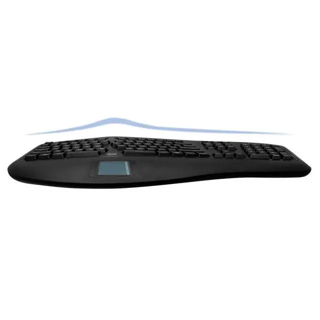 Alt view image 3 of 7 - AKB-450UB Ergonomic Keyboard with Built-in Touchpad, Wired USB | Multimedia Hotkeys, Split Keys Design, Built-in Palm Rest for Comfort, Compatible for PC