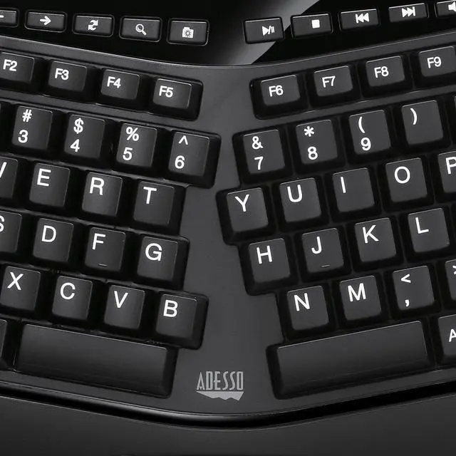 Alt view image 4 of 7 - AKB-450UB Ergonomic Keyboard with Built-in Touchpad, Wired USB | Multimedia Hotkeys, Split Keys Design, Built-in Palm Rest for Comfort, Compatible for PC
