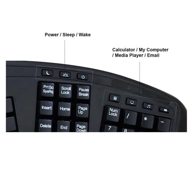 Alt view image 6 of 7 - AKB-450UB Ergonomic Keyboard with Built-in Touchpad, Wired USB | Multimedia Hotkeys, Split Keys Design, Built-in Palm Rest for Comfort, Compatible for PC