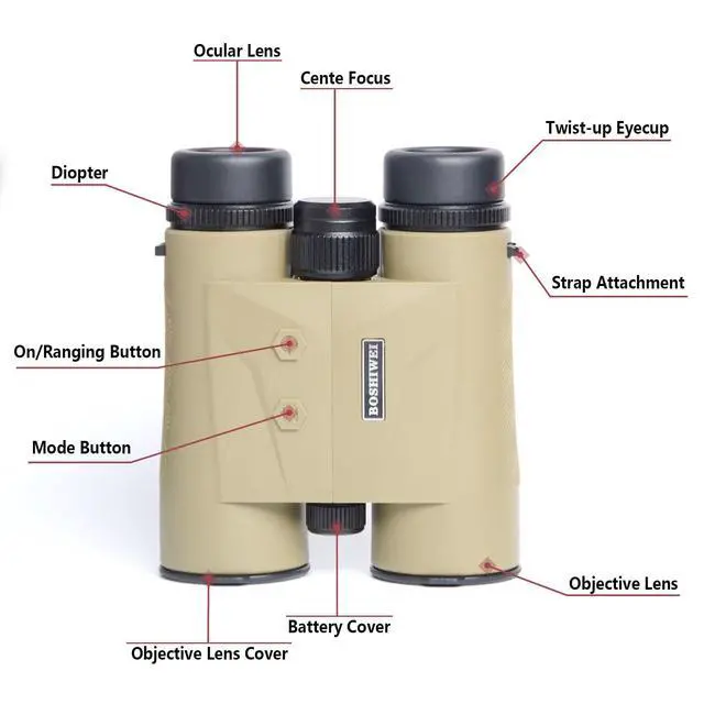 Alt view image 2 of 7 - ED Glass Rangefinder Binoculars 10x42, Long Range Binoculars, HD Laser Range Finder for Hunting Golf Bird Watching, 1968 Yards IP67 Waterproof Binocular Rangefinder Khaki