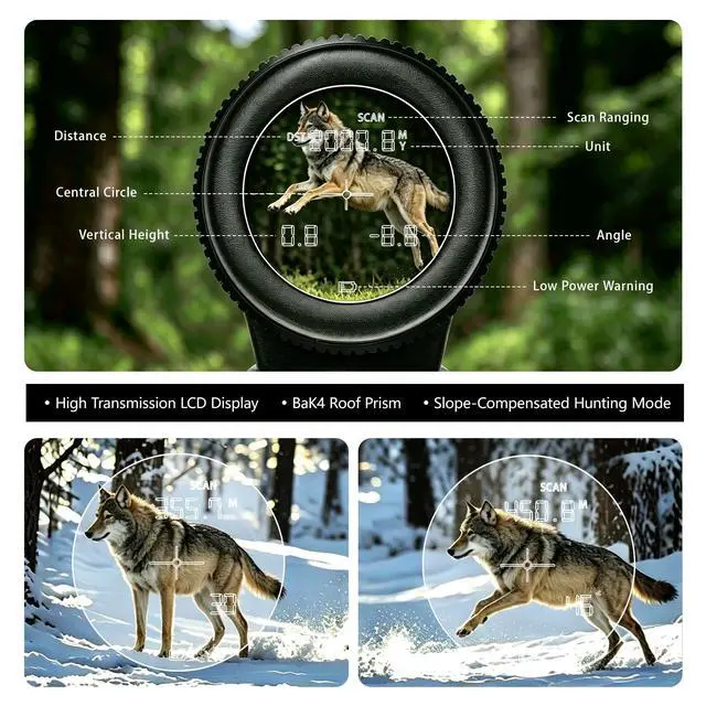 Alt view image 3 of 7 - ED Glass Rangefinder Binoculars 10x42, Long Range Binoculars, HD Laser Range Finder for Hunting Golf Bird Watching, 1968 Yards IP67 Waterproof Binocular Rangefinder Khaki