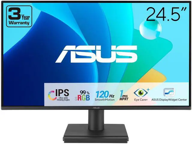 Main image of 25 (24.5-inch viewable) 1080P Eye Care Monitor (VA259HGA) - IPS, Full HD, Frameless, 120Hz, Adaptive-Sync, 1ms, HDMI, VGA, Eye Care, Ergonomic, VESA Wall Mountable