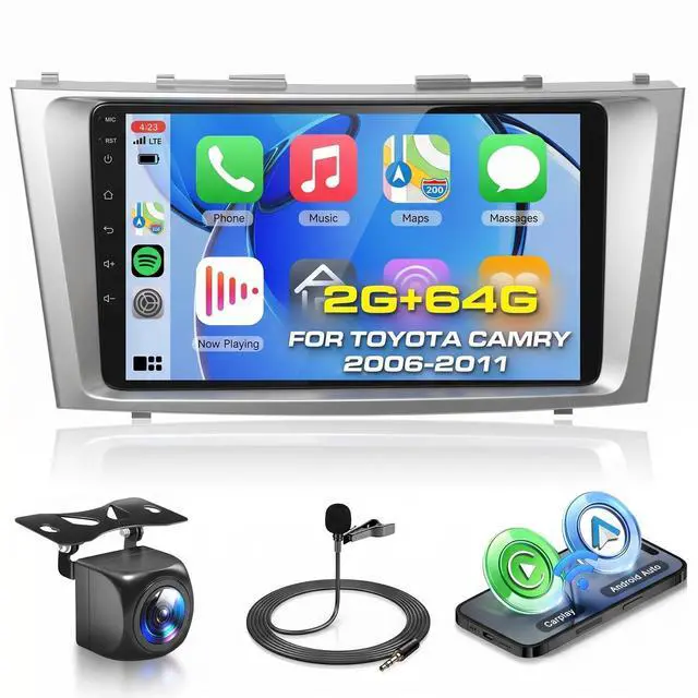 Main image of 5GHz-WiFi 2G+64G Car Radio for Toyota Camry 2006 2007 2008 2009 2010 2011 with Wireless CarPlay Android Auto, 9 Inch Touch Screen Android 15 Car Stereo HiFi Audio GPS Bluetooth SWC HD Camera