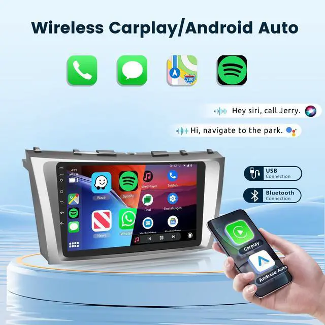 Alt view image 3 of 7 - 5GHz-WiFi 2G+64G Car Radio for Toyota Camry 2006 2007 2008 2009 2010 2011 with Wireless CarPlay Android Auto, 9 Inch Touch Screen Android 15 Car Stereo HiFi Audio GPS Bluetooth SWC HD Camera