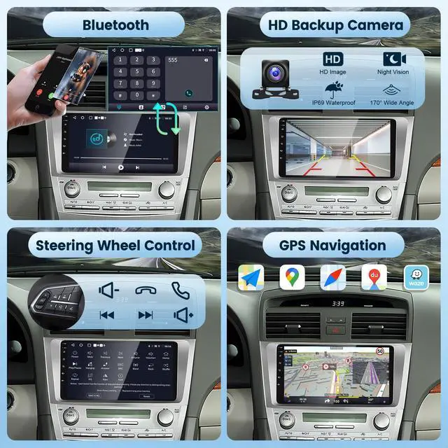 Alt view image 6 of 7 - 5GHz-WiFi 2G+64G Car Radio for Toyota Camry 2006 2007 2008 2009 2010 2011 with Wireless CarPlay Android Auto, 9 Inch Touch Screen Android 15 Car Stereo HiFi Audio GPS Bluetooth SWC HD Camera