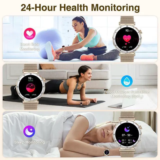 Alt view image 5 of 7 - Smart Watches for Women (Answer/Make Calls),1.19" AMOLED Slim, Rose Gold | Smartwatch with Heart Rate/Sleep Monitor,120+ Sport Modes Fitness Tracker with Bluetooth for iOS/Android