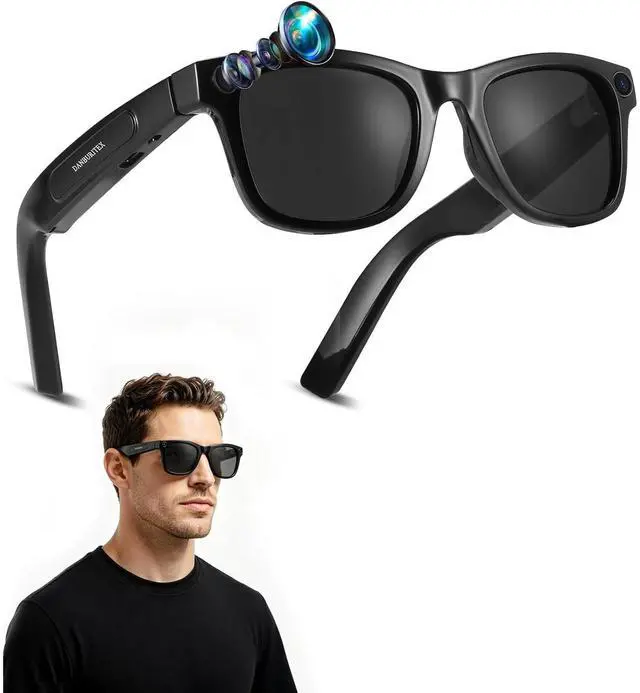 Main image of Your First Smart Glasses Sidekick Glasses, 8MP HD Video Recording | 410mAh Battery, Object Recognition & Real-Time Translation, Camera Glasses for Outdoor Activities for Women Men, Black