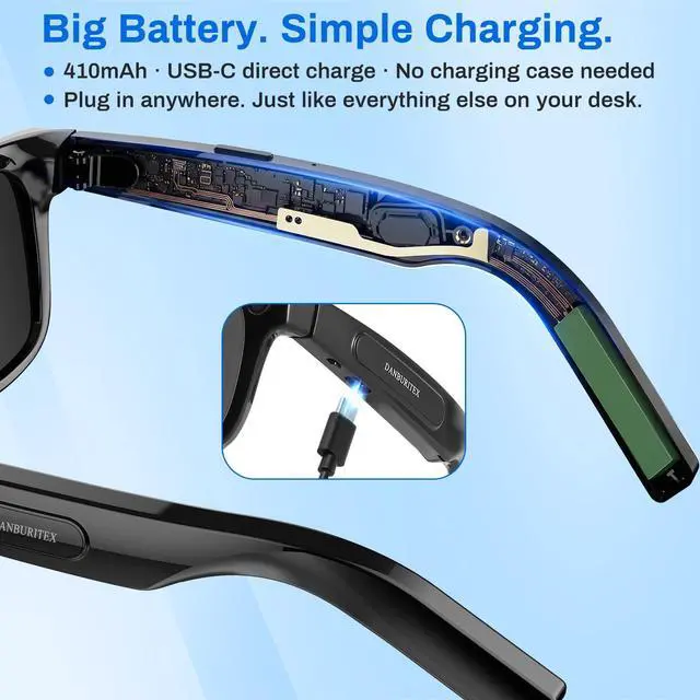 Alt view image 4 of 7 - Your First Smart Glasses Sidekick Glasses, 8MP HD Video Recording | 410mAh Battery, Object Recognition & Real-Time Translation, Camera Glasses for Outdoor Activities for Women Men, Black