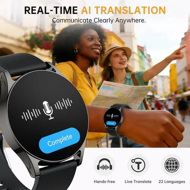 Alt view image 2 of 6 - AI Smart Watch for Women Men with GPT, 1.32" AMOLED Fitness Tracker with Heart Rate/Sleep/SpO2 Monitor, Waterproof Smartwatch for Android/iPhone Phones (Black)