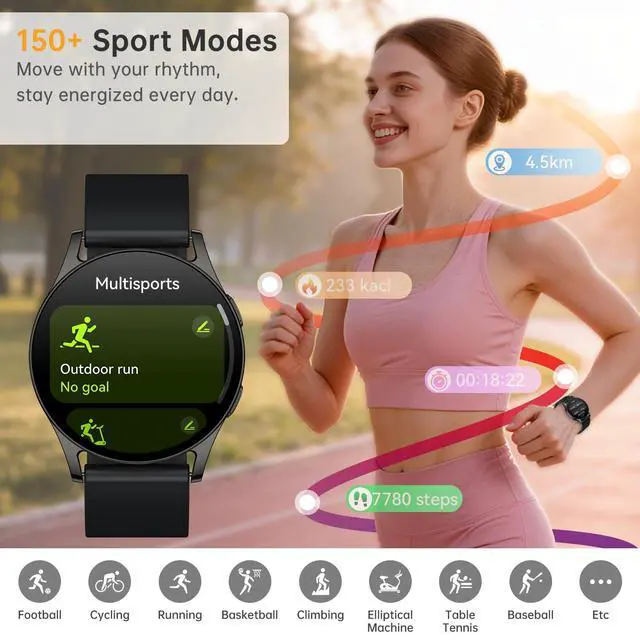 Alt view image 5 of 6 - AI Smart Watch for Women Men with GPT, 1.32" AMOLED Fitness Tracker with Heart Rate/Sleep/SpO2 Monitor, Waterproof Smartwatch for Android/iPhone Phones (Black)