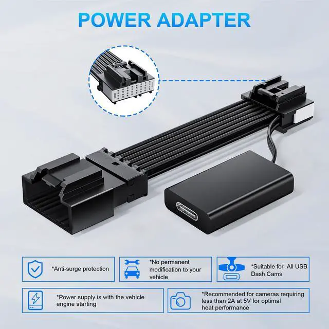 Alt view image 6 of 7 - Dashcam Power Adapter Custom for Ford 16 Pin (Model A) for F150/F250/F350 Explorer Bronco and etc,Hide The Wires,GPS Radar Mirror Camera Dash Cam Adapte,Connects to Rearview Mirror(Exposed)