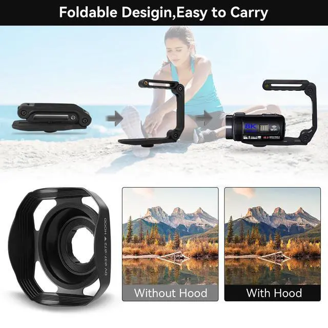 Alt view image 5 of 7 - Video Camera, 8K 48MP Vlogging Camera for YouTube 18X Digital Zoom | Recording Camera 3 Touch Screen Camcorder with WiFi, External Mic, Fill Light, Remote Control, 32GB SD Card & 2 Batteries