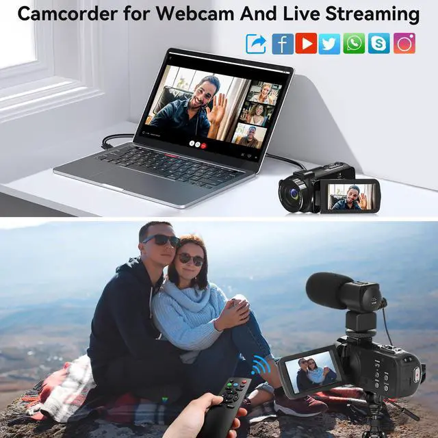 Alt view image 6 of 7 - Video Camera, 8K 48MP Vlogging Camera for YouTube 18X Digital Zoom | Recording Camera 3 Touch Screen Camcorder with WiFi, External Mic, Fill Light, Remote Control, 32GB SD Card & 2 Batteries