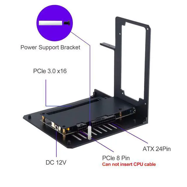 Alt view image 6 of 7 - External eGPU Dock, 2* Thunderbolt 4/3 USB4 Port, 85W PD | eGPU Dock for Mini PCs, Laptops and Gaming Handhelds | Compatible with NVIDIA/AMD PCIe,ATX Power Supply | Windows 10/11