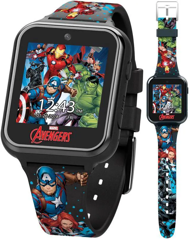 Main image of Marvel Avengers Interactive Kids Smartwatch Touchscreen Watch with Games, Camera, Voice Recorder, Step Tracker, Timer & Alarm 10 Watch Faces, USB Rechargeable Fits Wrists 5.5" to 8"