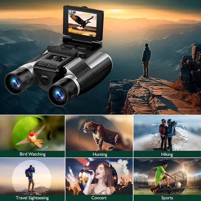 Alt view image 7 of 7 - Digital Binoculars with Camera, 2.4 Inch LCD Screen 8X Digital Zoom | 48MP photos, 2.5K video recording, includes 32GB SD card, perfect for bird watching, concerts and outdoor activities