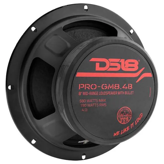 Alt view image 4 of 6 - 2X PRO-GM8.4B Loudspeaker - 8", Midrange, Red Aluminum Bullet, 580W Max, 4 Ohms,1.5" Kapton VC Premium Quality Audio Door Speakers for Car or Truck Stereo Sound System (2 Speakers)