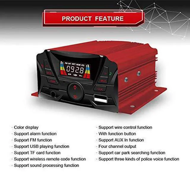Alt view image 2 of 7 - 12V 4 Channel UTV ATV Golf Cart Motorcycle Weatherproof Bluetooth Speakers MP3 Music Player Sound Audio Stereo Amplifier System AUX in USB SD FM Radio Motorbike Speaker