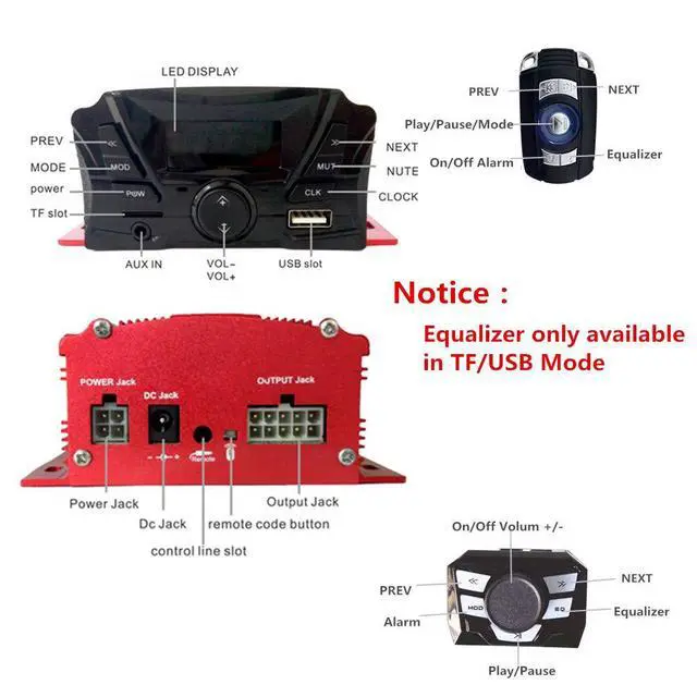 Alt view image 3 of 7 - 12V 4 Channel UTV ATV Golf Cart Motorcycle Weatherproof Bluetooth Speakers MP3 Music Player Sound Audio Stereo Amplifier System AUX in USB SD FM Radio Motorbike Speaker