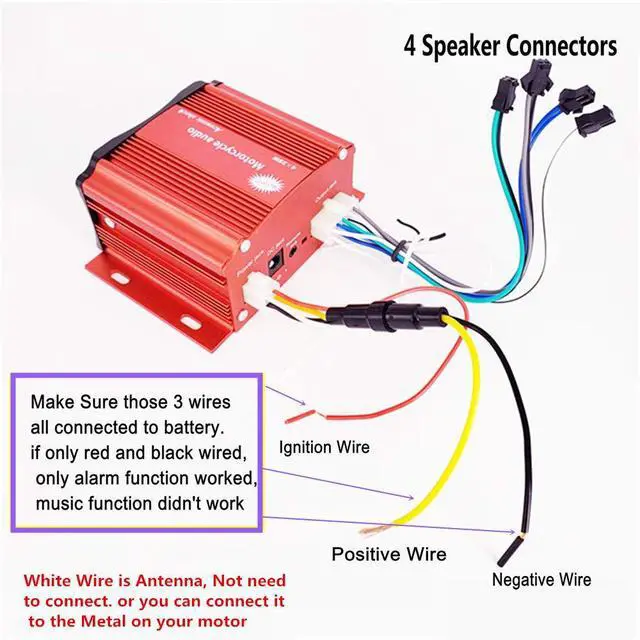 Alt view image 4 of 7 - 12V 4 Channel UTV ATV Golf Cart Motorcycle Weatherproof Bluetooth Speakers MP3 Music Player Sound Audio Stereo Amplifier System AUX in USB SD FM Radio Motorbike Speaker