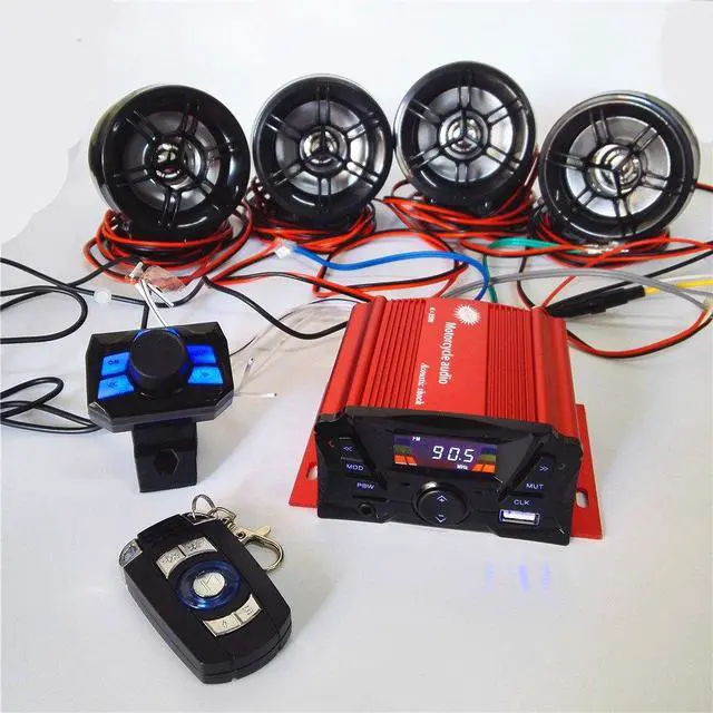 Alt view image 5 of 7 - 12V 4 Channel UTV ATV Golf Cart Motorcycle Weatherproof Bluetooth Speakers MP3 Music Player Sound Audio Stereo Amplifier System AUX in USB SD FM Radio Motorbike Speaker