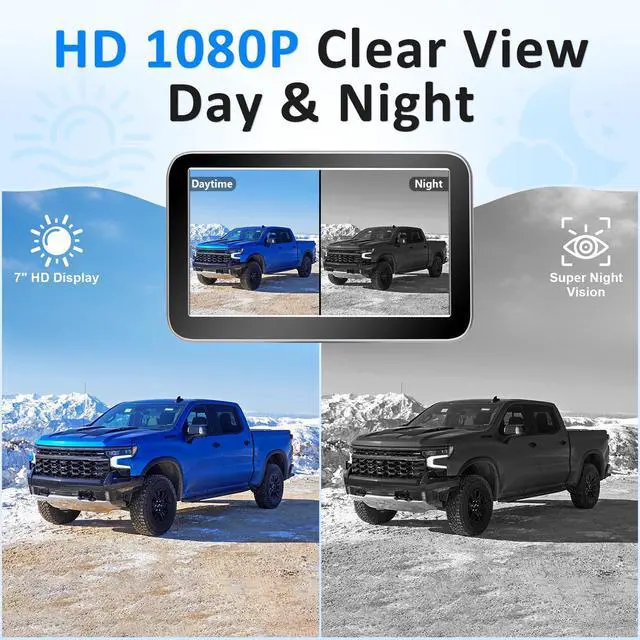 Alt view image 2 of 7 - Wireless Backup Camera for Truck, Rear View Camera for Pickup, 7" Monitor | Clear Night Vision, 12-Mins Easy Install for Truck & RV Owners, for Towing Campers, Trailers and 5th Wheels