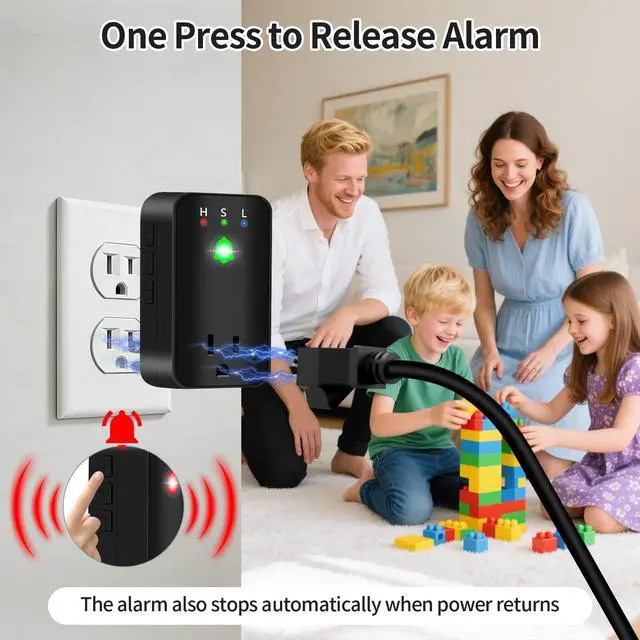 Alt view image 6 of 7 - Power Failure Alarm, WiFi Power Outage Alarm for Freezer, App Notifications | Voltage Detection, 110dB Adjustable LED Indicator, Power Monitor for GFCI Trips, Freezer, Sump Pump, Aquarium