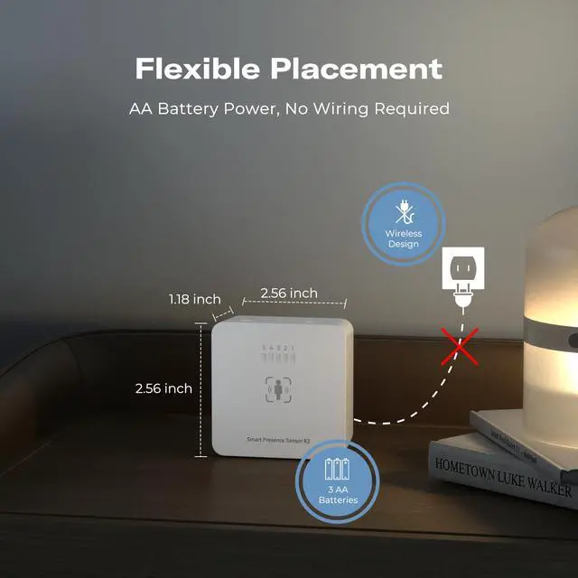 Alt view image 2 of 7 - Presence Sensor R2,24GHz mmWave Radar,Adjustable Sensitivity,Zigbee Hub Required,Battery Powered,Support Home Assistant,SmartThings,Homey or Echo Devices with Built-in Zigbee hub