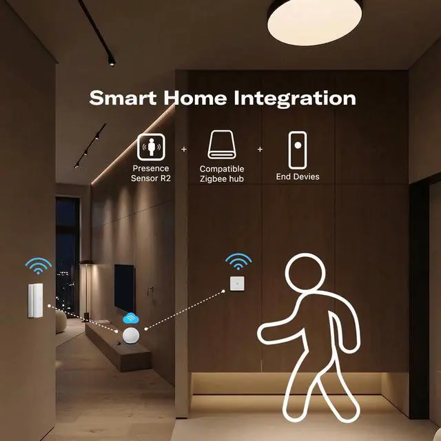 Alt view image 3 of 7 - Presence Sensor R2,24GHz mmWave Radar,Adjustable Sensitivity,Zigbee Hub Required,Battery Powered,Support Home Assistant,SmartThings,Homey or Echo Devices with Built-in Zigbee hub