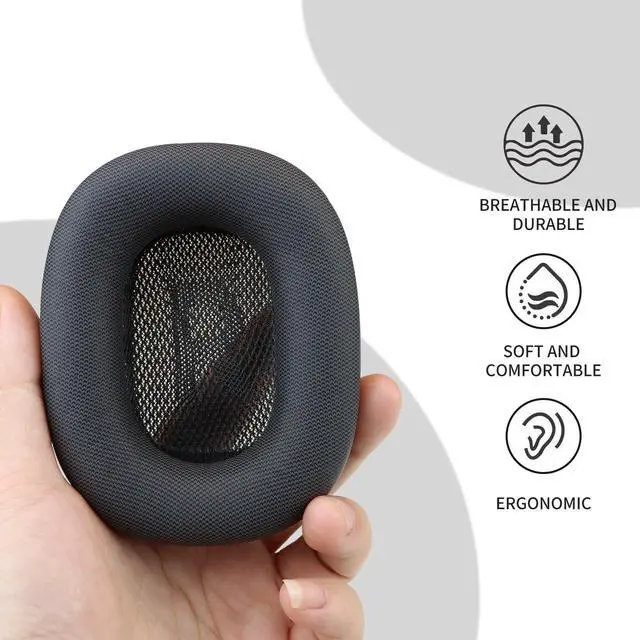 Alt view image 4 of 7 - Ear Cushions for Apple AirPods Max Headphones, Protein Leather Earpads Replacement Covers Cups Pads with Sofer Memory Foam and Magnet(Black)