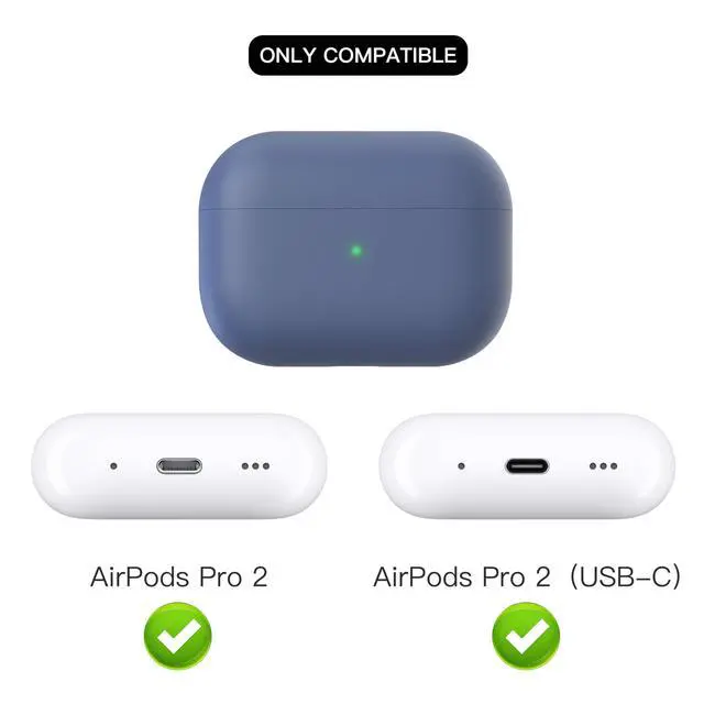 Alt view image 2 of 6 - Liquid Silicone Case for AirPods Pro 2, Triple Layer Hybrid Protective Hard Case Shockproof Cover Compatible with AirPods Pro 2nd Generation(Midnight Blue)