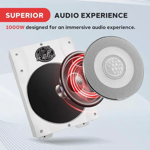 Alt view image 2 of 7 - 8" Subwoofer, 1000W Low-Profile Marine Waterproof Car Subwoofer with Built-in Amplifier, Adjustable Bass Boost, Remote Level Control, RCA Input, Phase Shift (14.5" x 9.5" x 3")