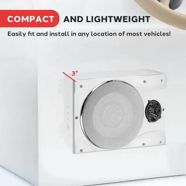 Alt view image 5 of 7 - 8" Subwoofer, 1000W Low-Profile Marine Waterproof Car Subwoofer with Built-in Amplifier, Adjustable Bass Boost, Remote Level Control, RCA Input, Phase Shift (14.5" x 9.5" x 3")