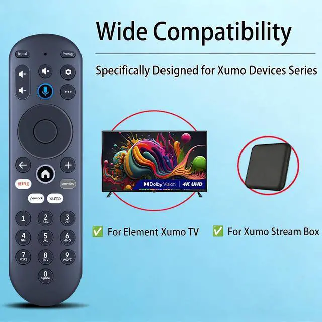 Alt view image 2 of 7 - Replacement Voice Remote Control for Element Xumo TV Stream Box | Compatible with Element 4K UHD HDR Xumo TV E500AC65C E500AC43C E500AC55C E500AC50C E500AE98C E300AE24C E550AE55C E550AE75C