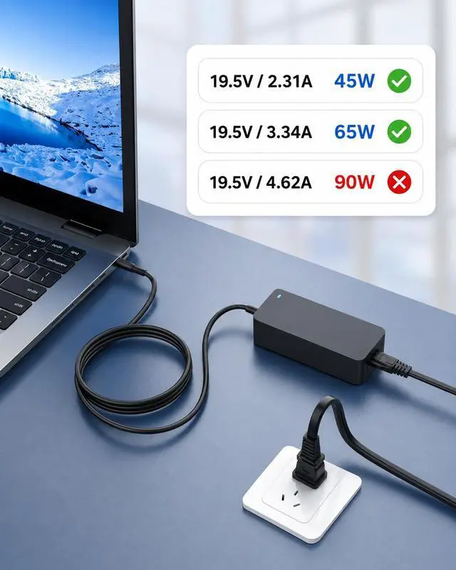 Alt view image 2 of 7 - 65W 45W Laptop Charger Fit for Dell Inspiron 15-3000 15-5000 15-7000 3530 3520 3593 3501 3521 3505 3511 3515 3535 3500 3510 1525 5500 5566 5755 P25T P24T P75F Replacement (UL Safety Certification)