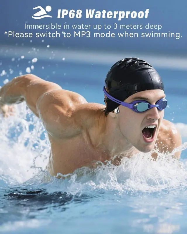 Alt view image 2 of 7 - Swimming Headphones, Bone Conduction Earbuds IP68 Waterproof Earbuds | 8G MP3 Player Swimming Earphones Underwater, Bluetooth 5.4 Open Ear Headphones for Swim Run Cycle Surf