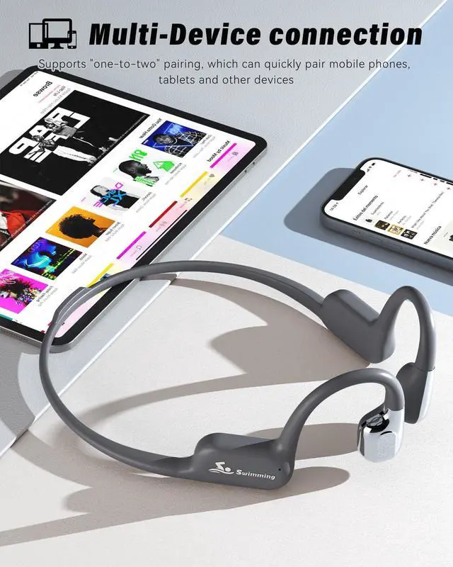 Alt view image 7 of 7 - Swimming Headphones, Bone Conduction Earbuds IP68 Waterproof Earbuds | 8G MP3 Player Swimming Earphones Underwater, Bluetooth 5.4 Open Ear Headphones for Swim Run Cycle Surf