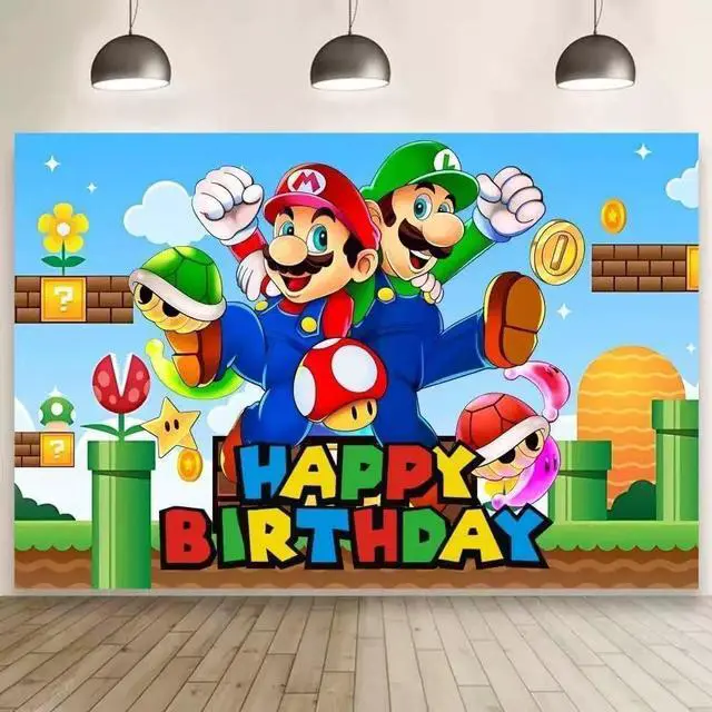 Main image of Mario Birthday Party Decorations,Happy Birthday Banner Backdrop for Birthday Party Supplies