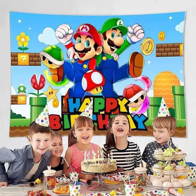 Alt view image 3 of 5 - Mario Birthday Party Decorations,Happy Birthday Banner Backdrop for Birthday Party Supplies